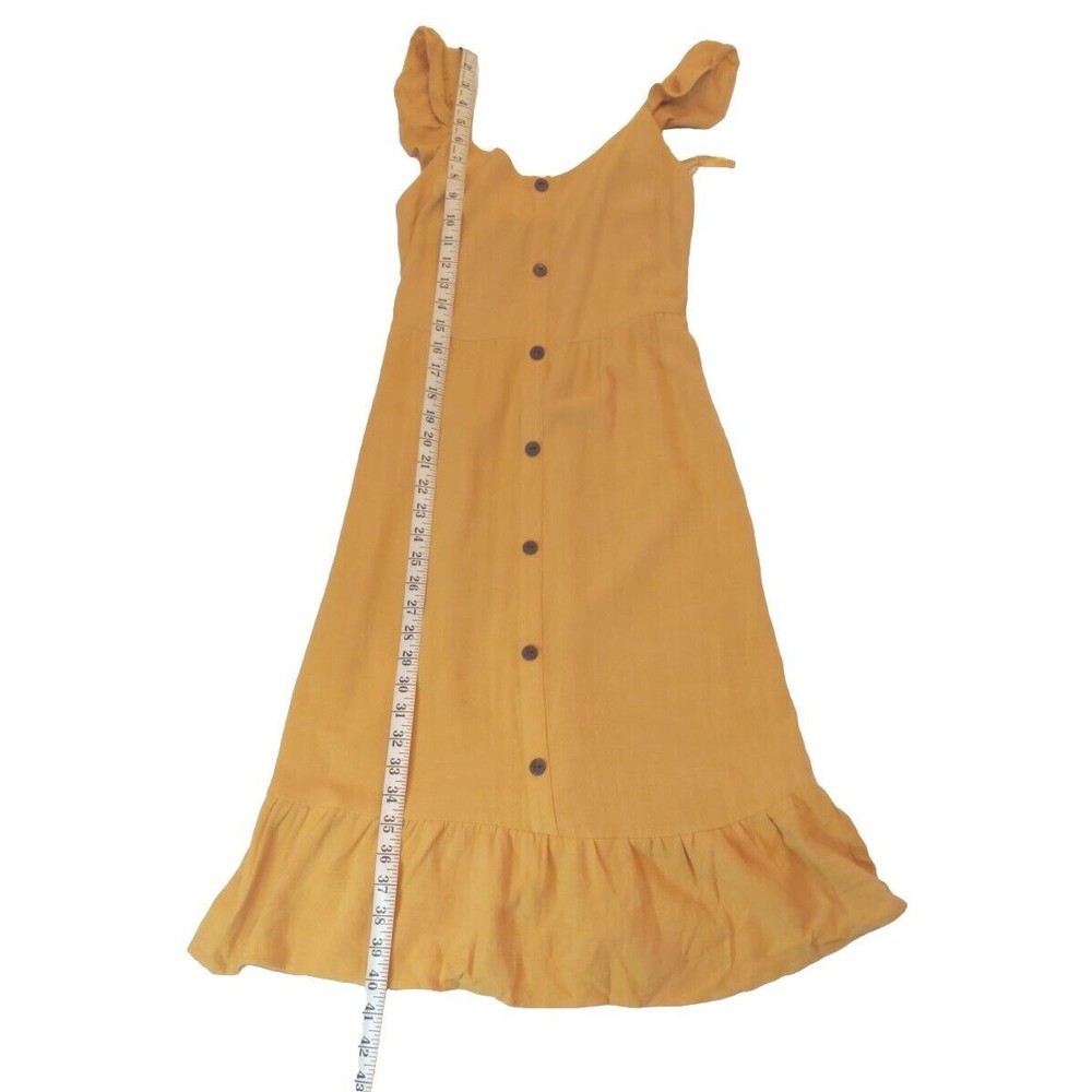 Monteau Linen Blend Midi Dress Ruffled Hem And Sleeves XS NWT - Picture 5 of 10